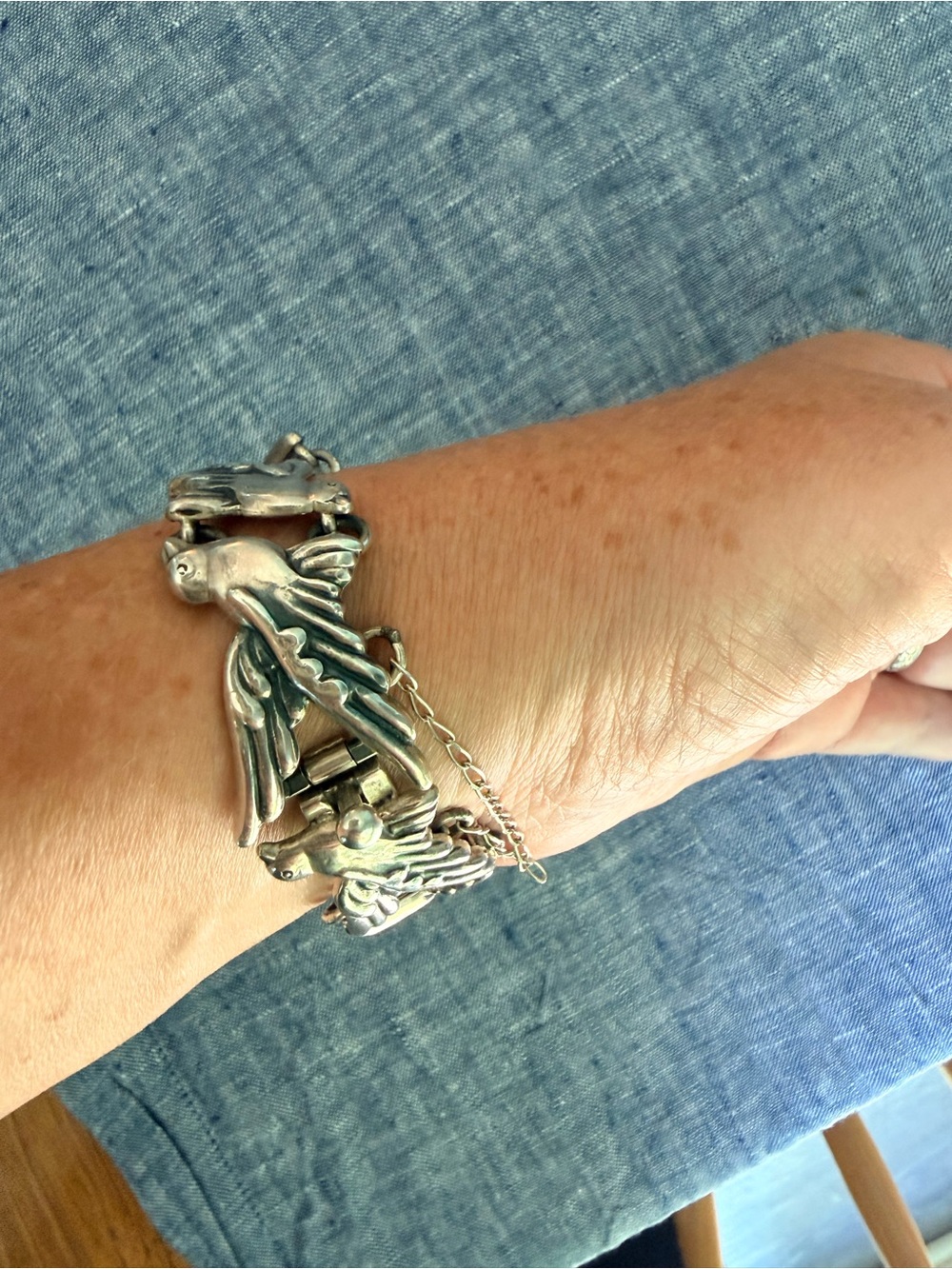 VTG Taxco .950 Doves in Flight Bracelet Melesio Rodriguez Villalba 50g #5622 - Picture 6 of 8